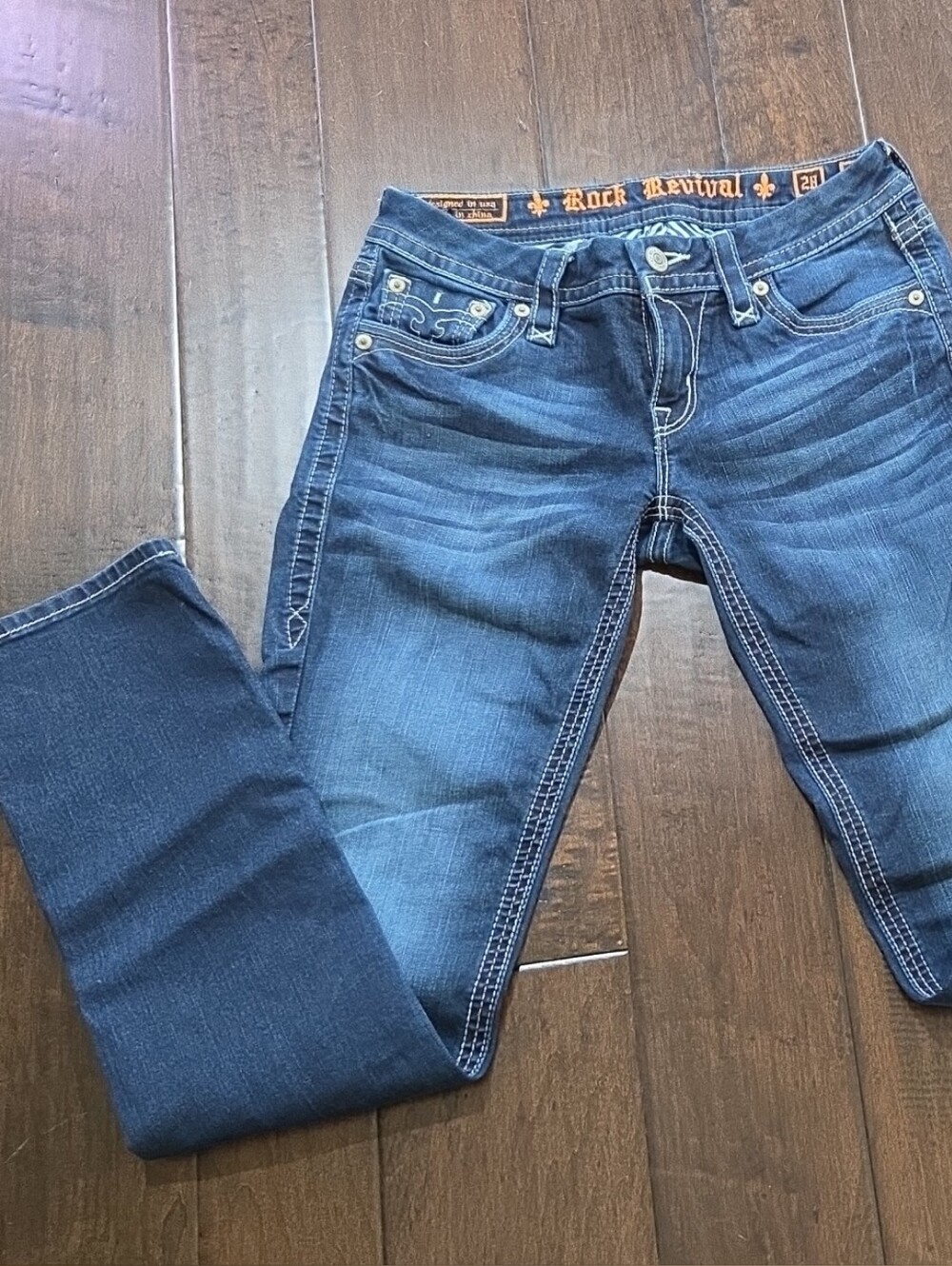 Rock Revival Jessica Dark Wash Straight Leg Jeans - Blue Size 28 Womens
